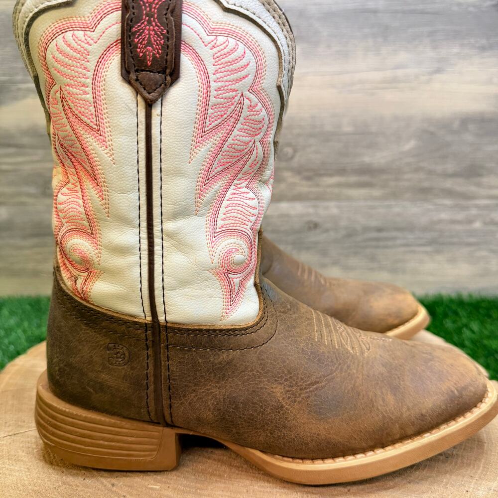 Durango Youth - Size 3M - Brown / White / Pink Square Toe Cowboy Boots DBT0242C - Picture 5 of 12